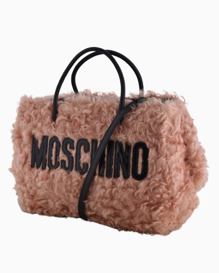 Bolsa Moschino Original Mohair Logo Rosa Feminina